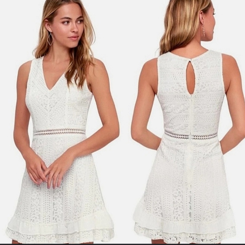 Lulus Lace Mini Skater Dress Size Large